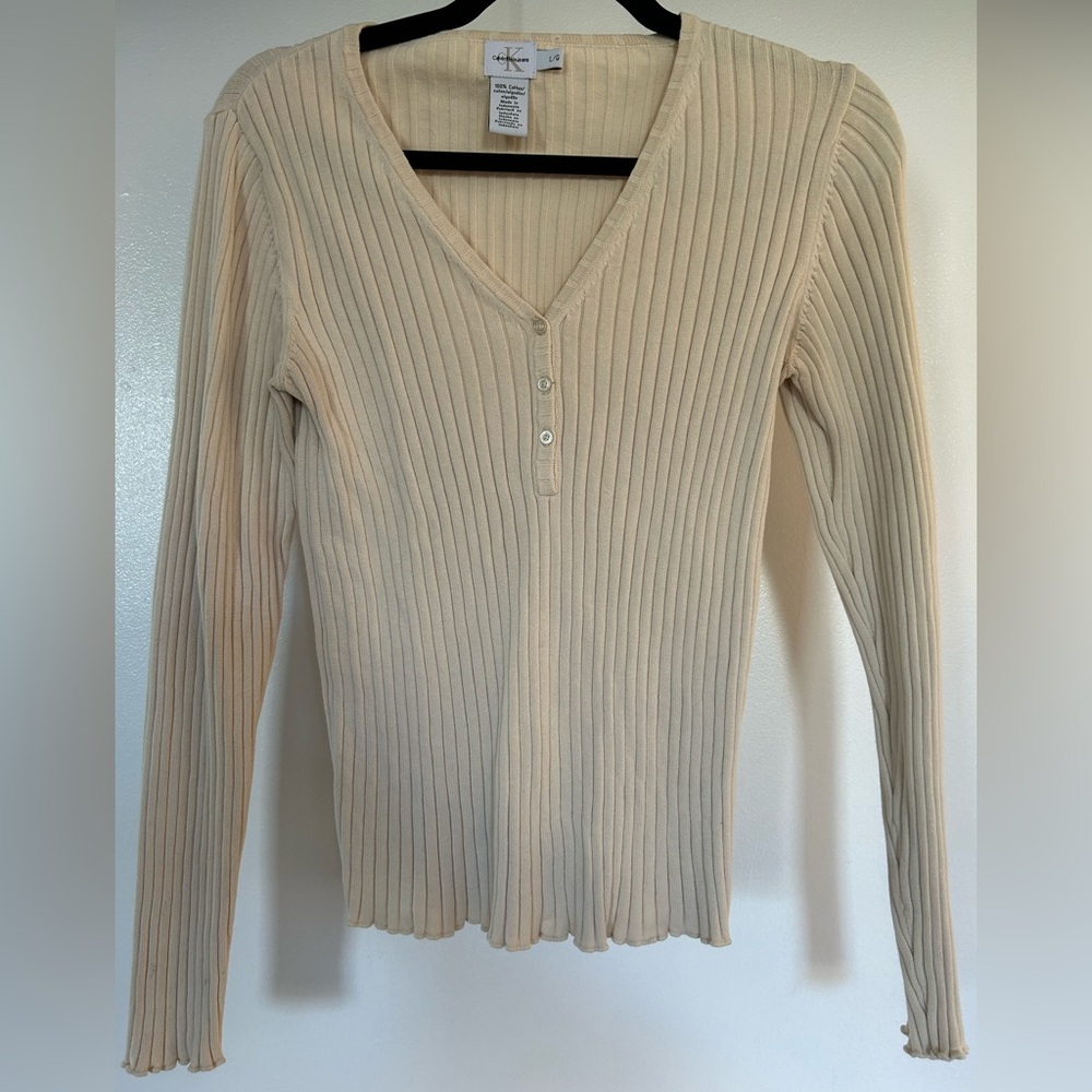Calvin Klein Jeans Cream Ribbed Top
